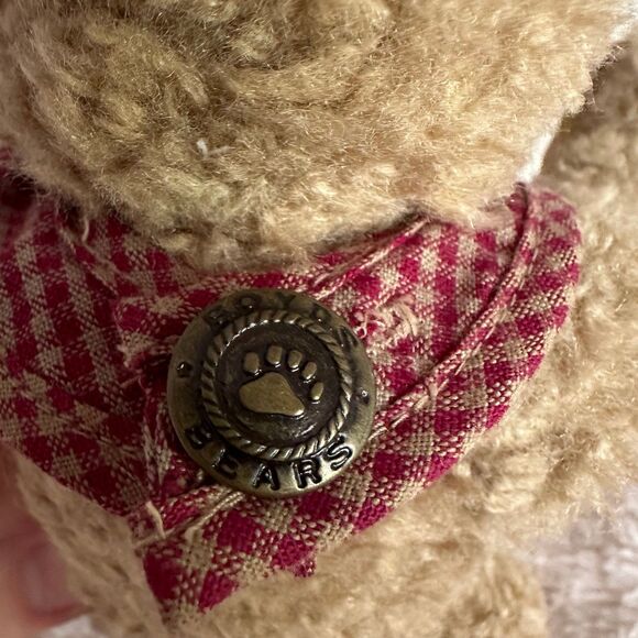 Boyds Bear Bosley Checked Bib 9" 1997 Retired Fully Jointed Dressed Teddy Bear - Picture 5 of 7